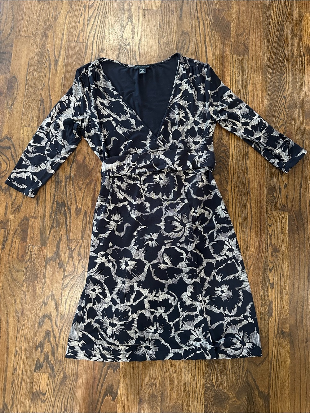 Banana Republic Navy and White Floral Midi Dress
